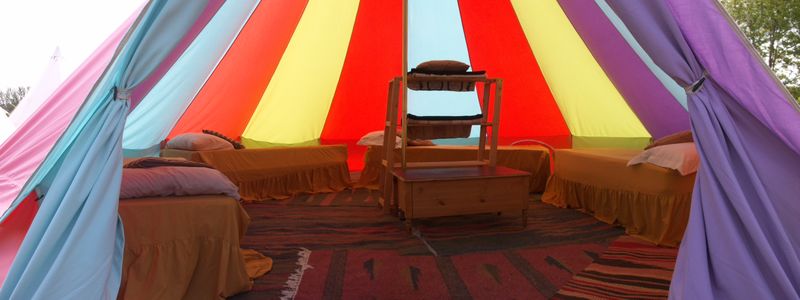 Rainbow sleeping tent Glamping Midlands
